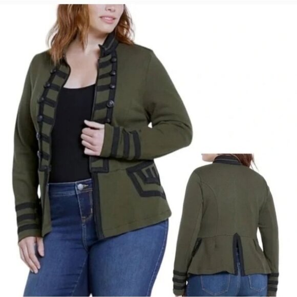TORRID | Military jacket olive green knit sz 1X - Picture 1 of 4